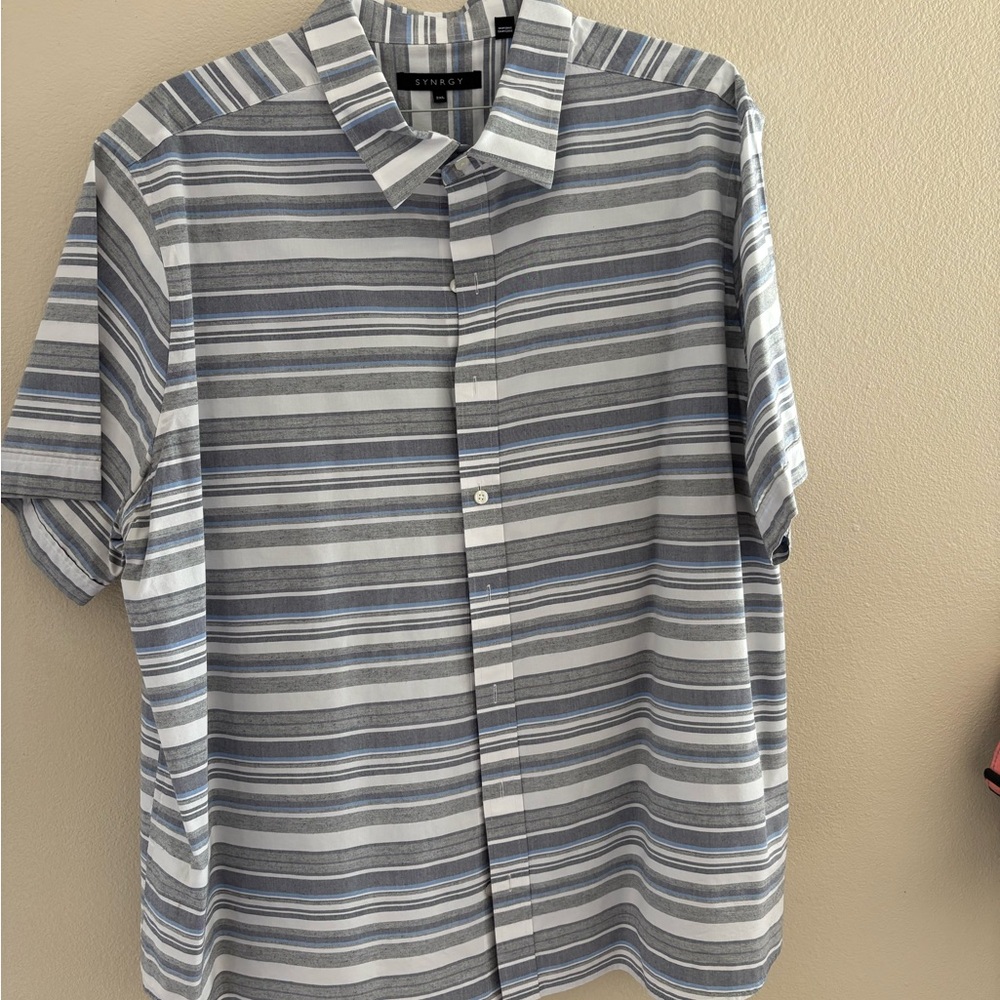 Blue and Gray 2x Striped Men's Shirt